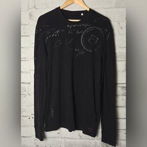 Guess Black Graphic Long Sleeve Shirt Mens XL Streetwear Y2K